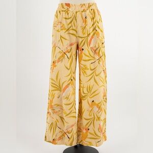 Rafaella Yellow and Orange Tropical Wide-Leg Pants